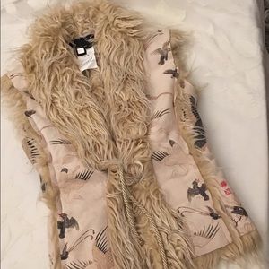 🎉HP🎉 Vintage Roberto Cavalli Faux Fur Suede Vest